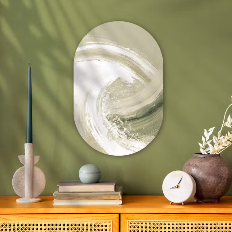 Muurovaal - Abstract - Penseelstreken - Golven - Groen — 1