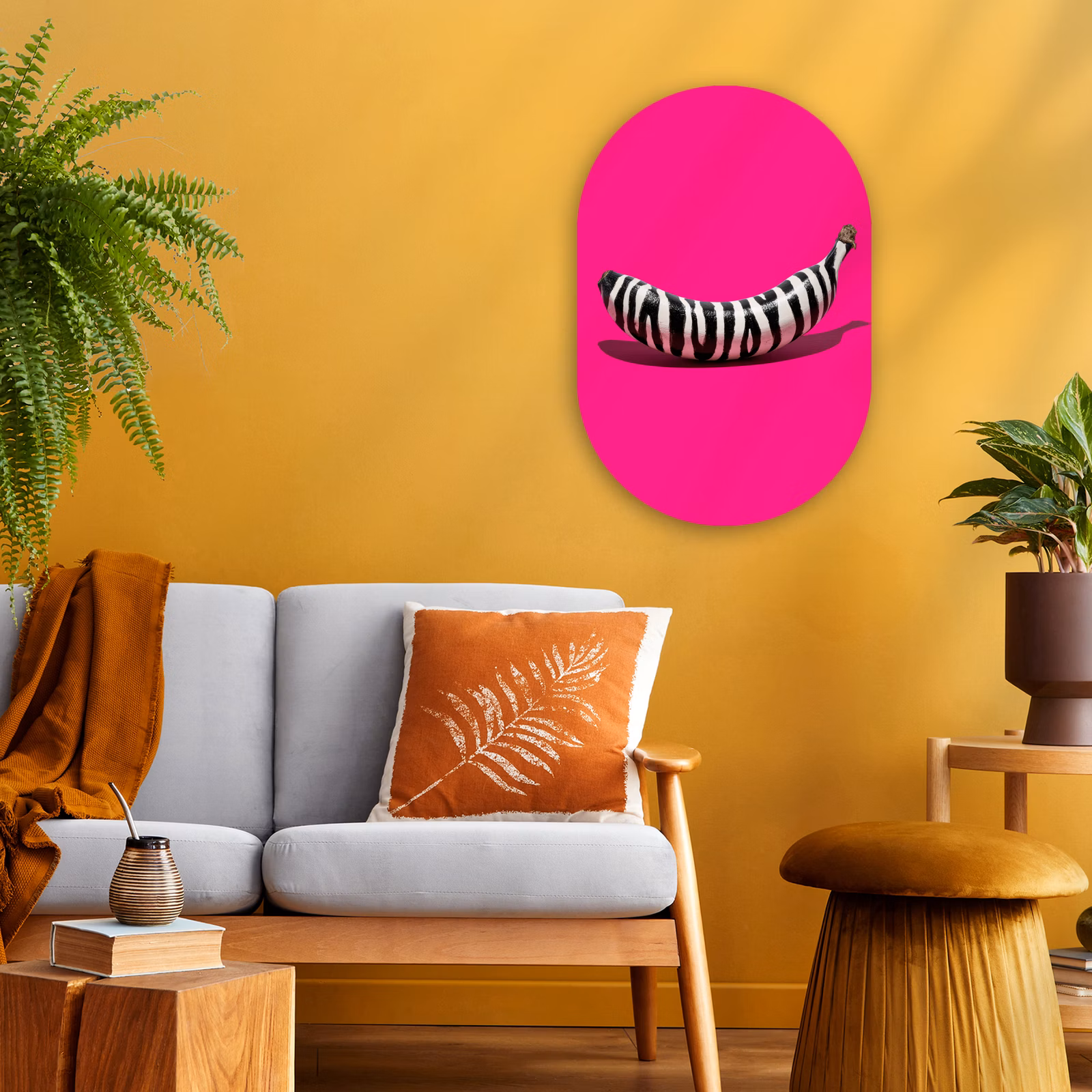Muurovaal - Banaan - Zebraprint - Roze — 1