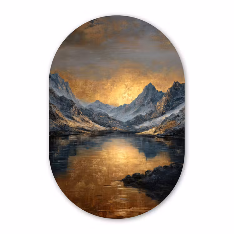 Muurovaal - Berglandschap met Gouden Zonsondergang — 2
