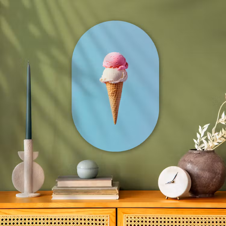 Muurovaal - Bolletjes - Schepijs - Hoorntje - Blauw — 2