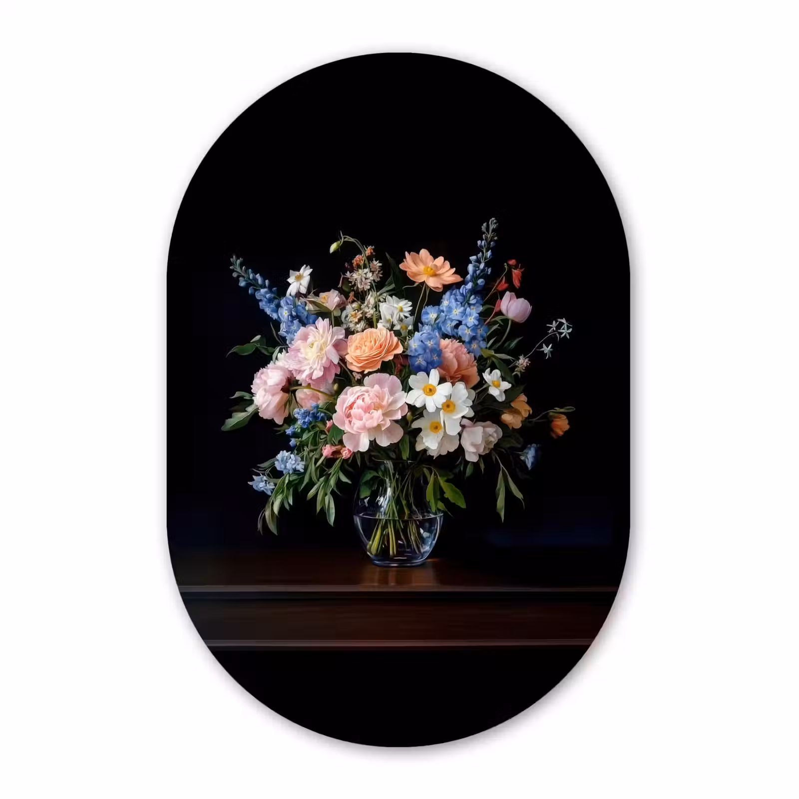 Muurovaal glas - Pastel - Bloemen - Glazen - Vaas — 1