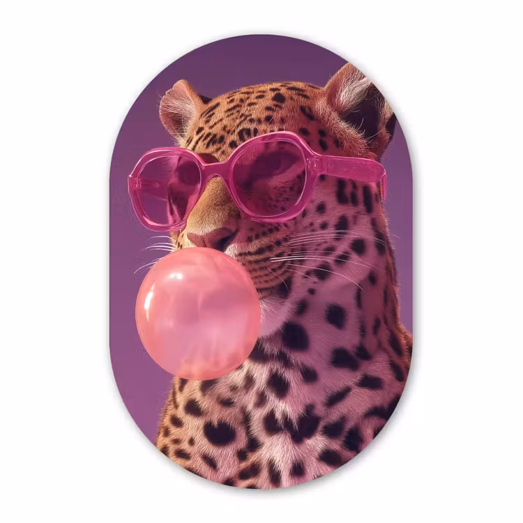 Muurovaal glas - Panter - Zonnebril - Kauwgombel - Roze — 1