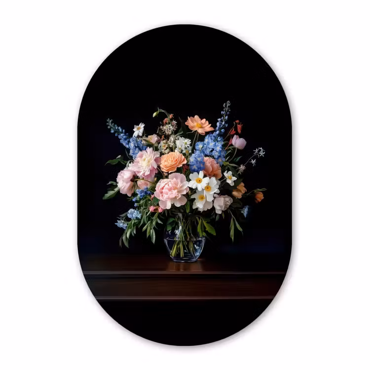 Muurovaal glas - Pastel - Bloemen - Glazen - Vaas — 1