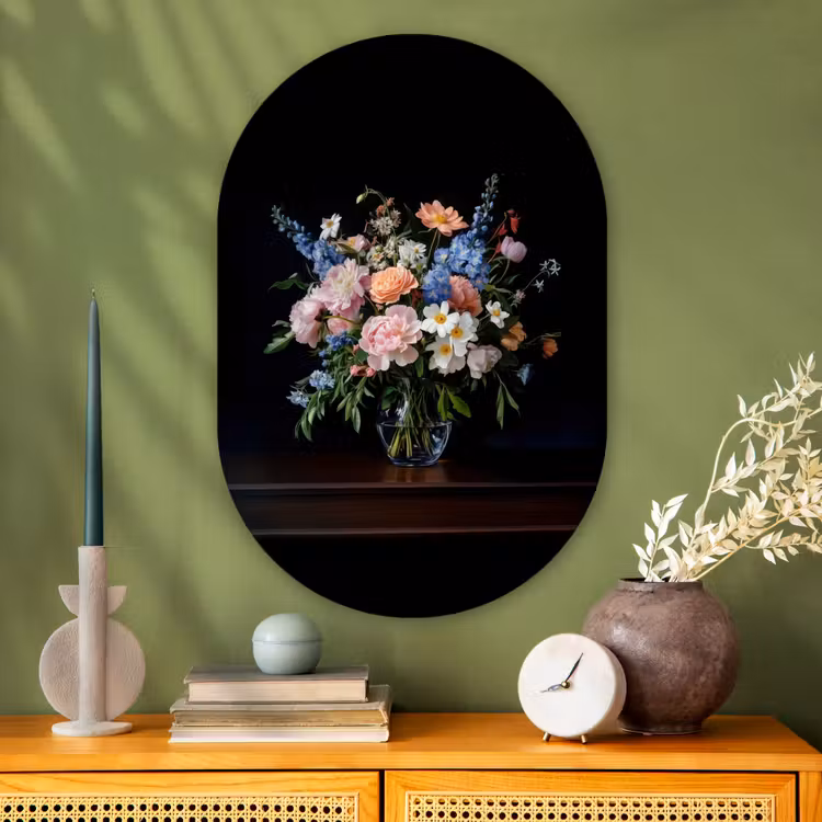 Muurovaal glas - Pastel - Bloemen - Glazen - Vaas — 2