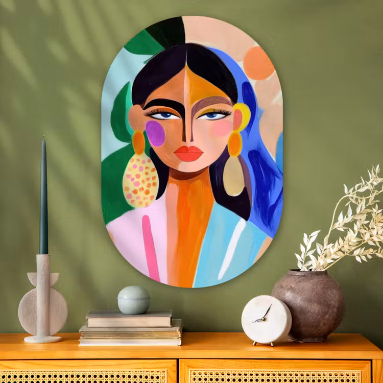 Muurovaal glas - Portret - Vrouw - Modern — 2