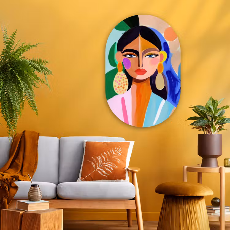 Muurovaal glas - Portret - Vrouw - Modern — 3