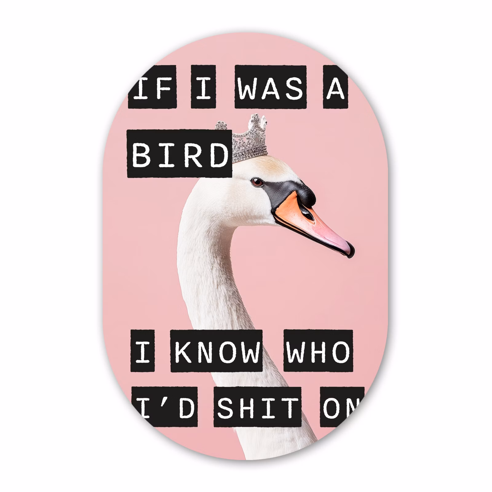 Muurovaal glas - Zwaan - Vogel - Decoratie - Roze — 1