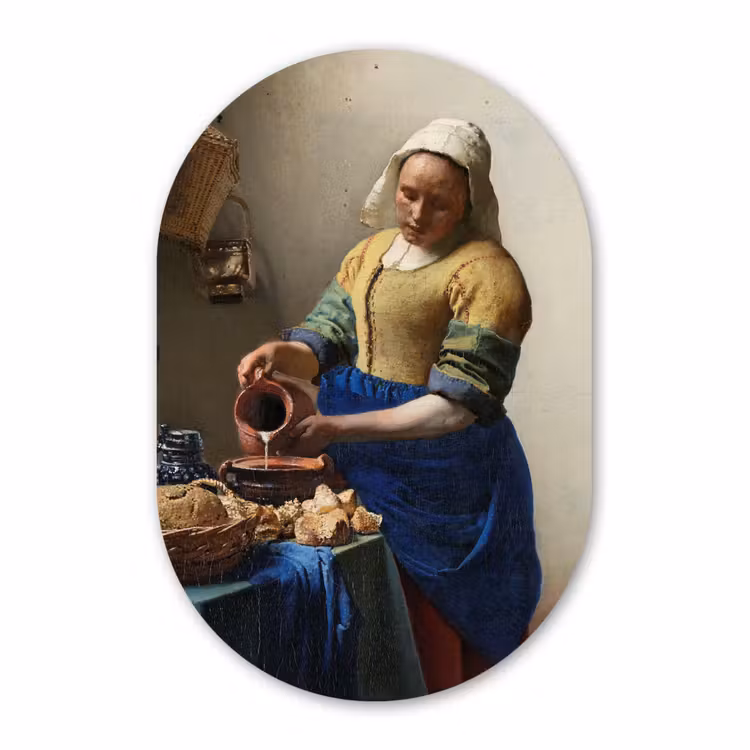 Muurovaal - Het melkmeisje - Schilderij van Johannes Vermeer — 3