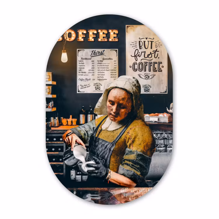 Muurovaal - Melkmeisje - Barista - Koffie - Vintage - Kunst - Abstract - Schilderij - Oude meesters — 1