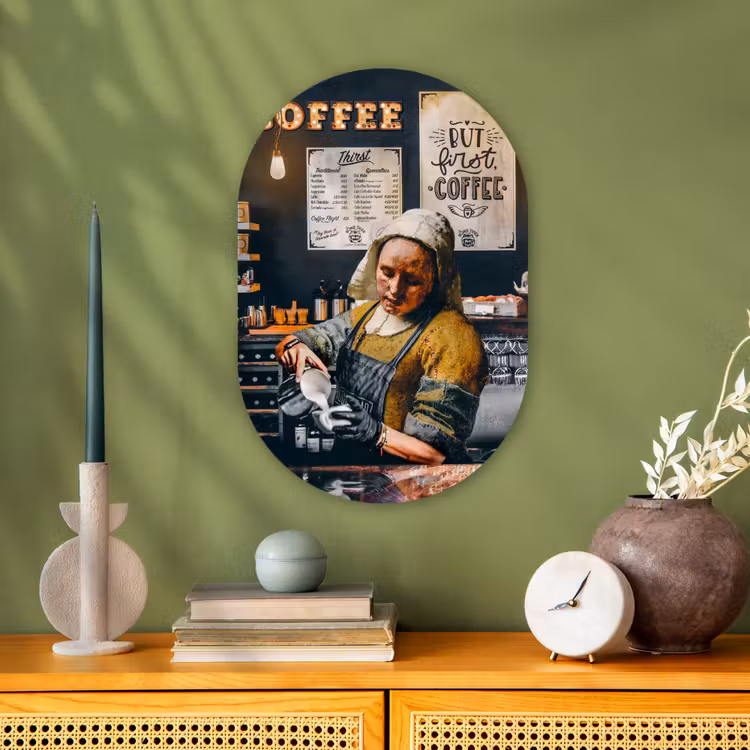 Muurovaal - Melkmeisje - Barista - Koffie - Vintage - Kunst - Abstract - Schilderij - Oude meesters — 3
