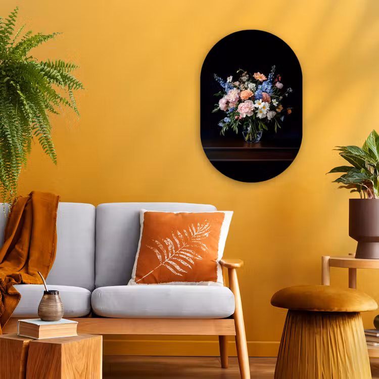 Muurovaal - Pastel - Bloemen - Glazen - Vaas — 1