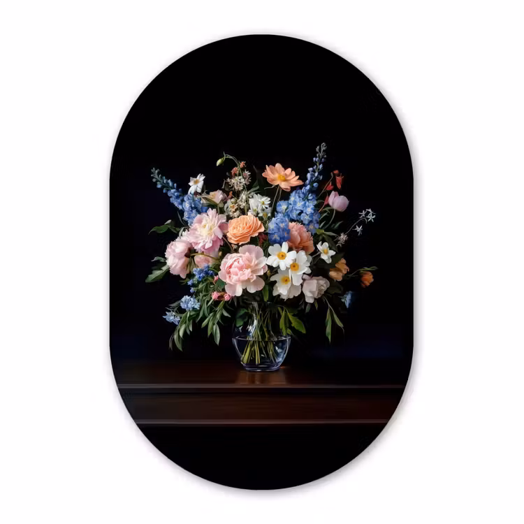 Muurovaal - Pastel - Bloemen - Glazen - Vaas — 3