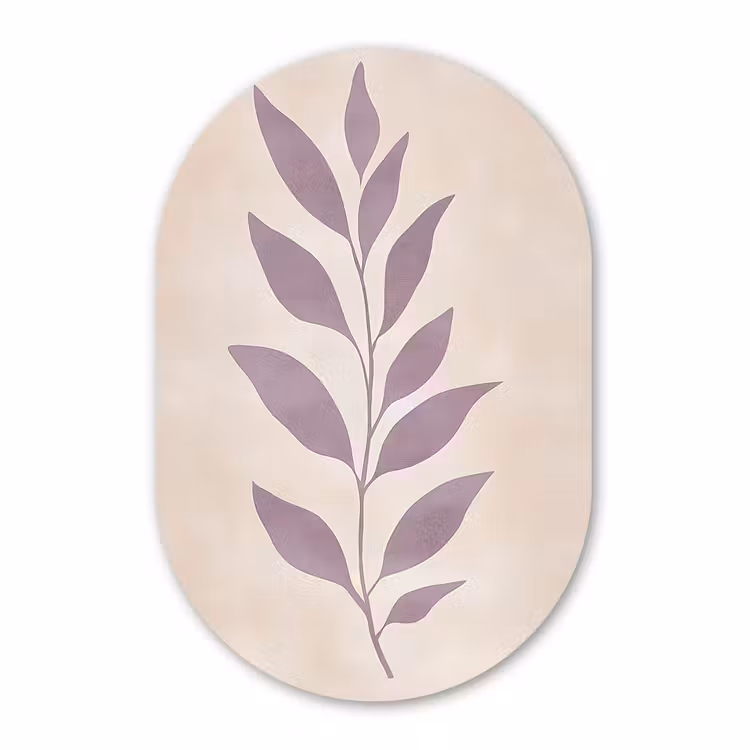 Muurovaal - Tak - Bladeren - Minimalistisch - Beige — 3