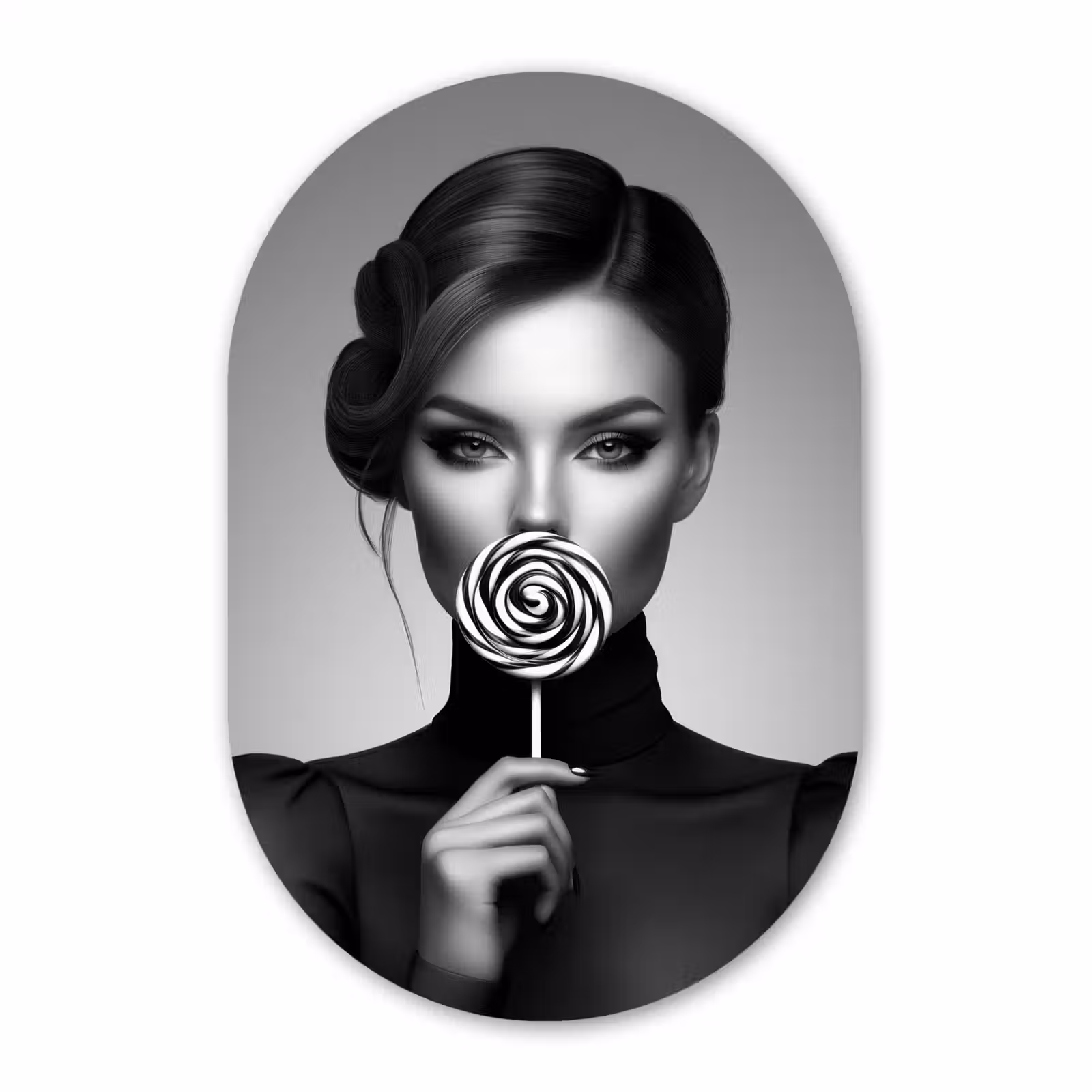 Muurovaal - Vrouw - Lolly - Zwart — 1