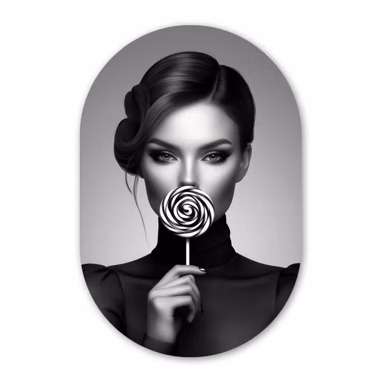 Muurovaal - Vrouw - Lolly - Zwart — 1
