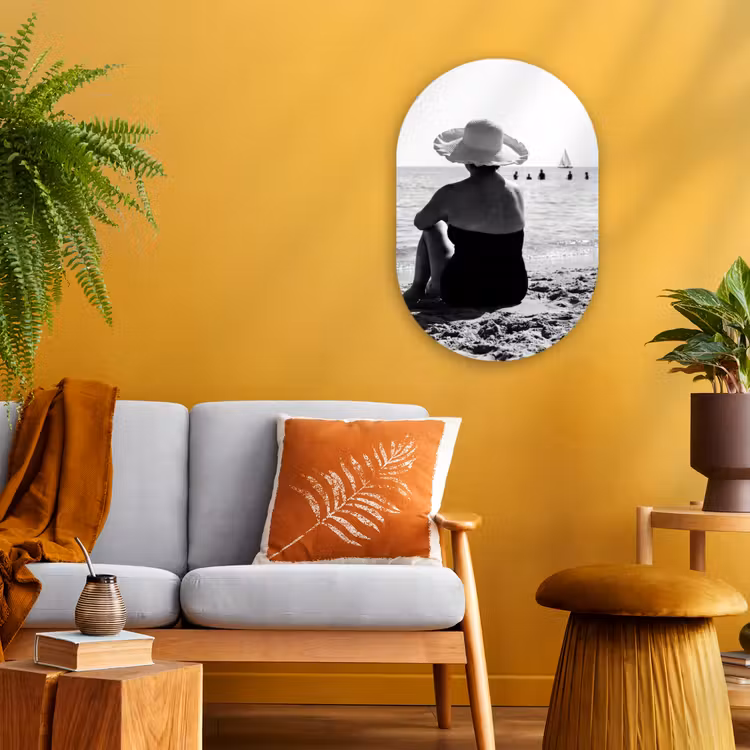 Muurovaal - Vrouwen - Zonnehoed - Strand - Zwart - Wit — 1