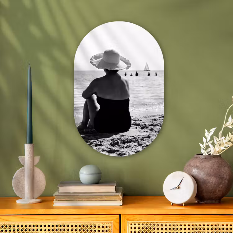Muurovaal - Vrouwen - Zonnehoed - Strand - Zwart - Wit — 2