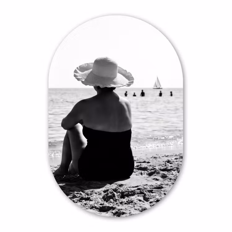 Muurovaal - Vrouwen - Zonnehoed - Strand - Zwart - Wit — 3