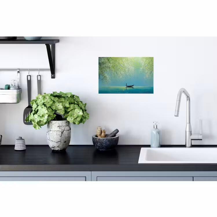 Muursticker - Bootje - Water - Bladeren - Bloesems — 2
