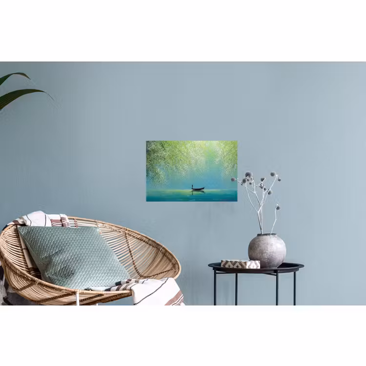 Muursticker - Bootje - Water - Bladeren - Bloesems — 4
