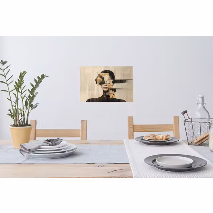 Muursticker - Gezicht - Bloemen - Zwart - Vrouw — 3
