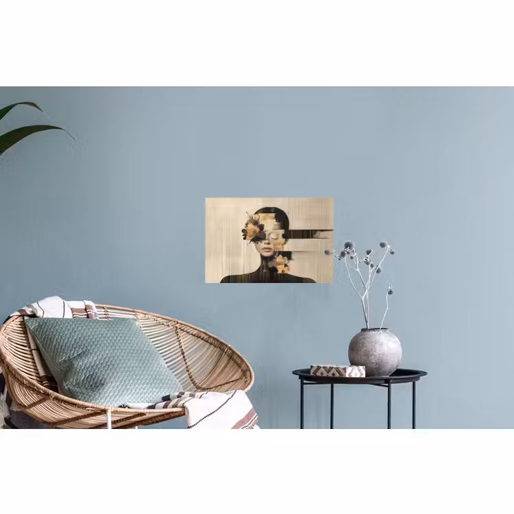 Muursticker - Gezicht - Bloemen - Zwart - Vrouw — 4