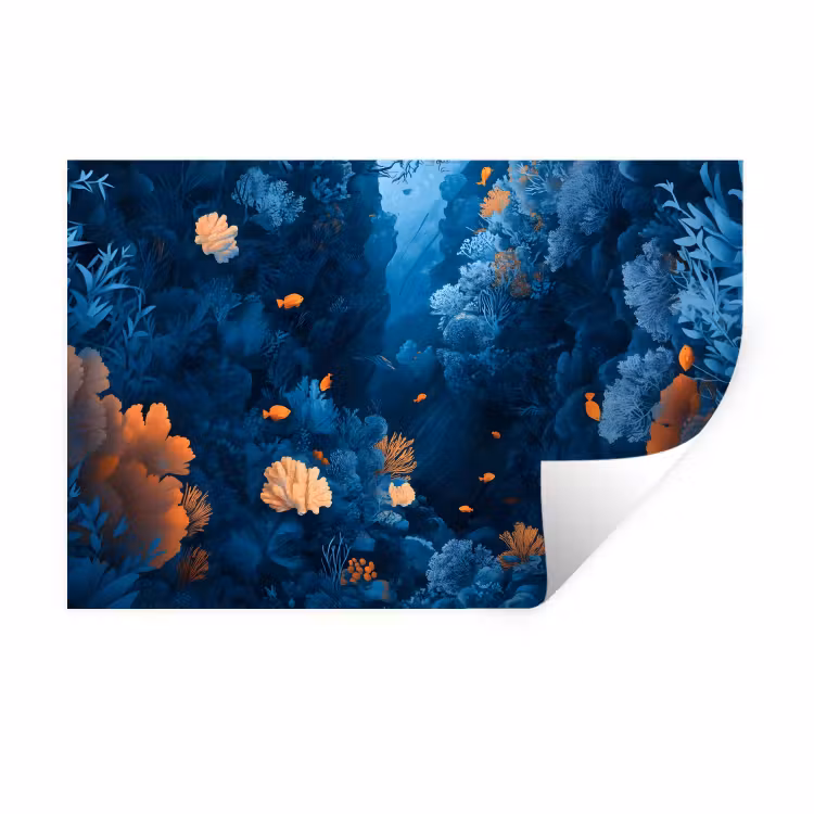 Muursticker - Koraalrif - Vissen - Oceaan - Blauw — 1