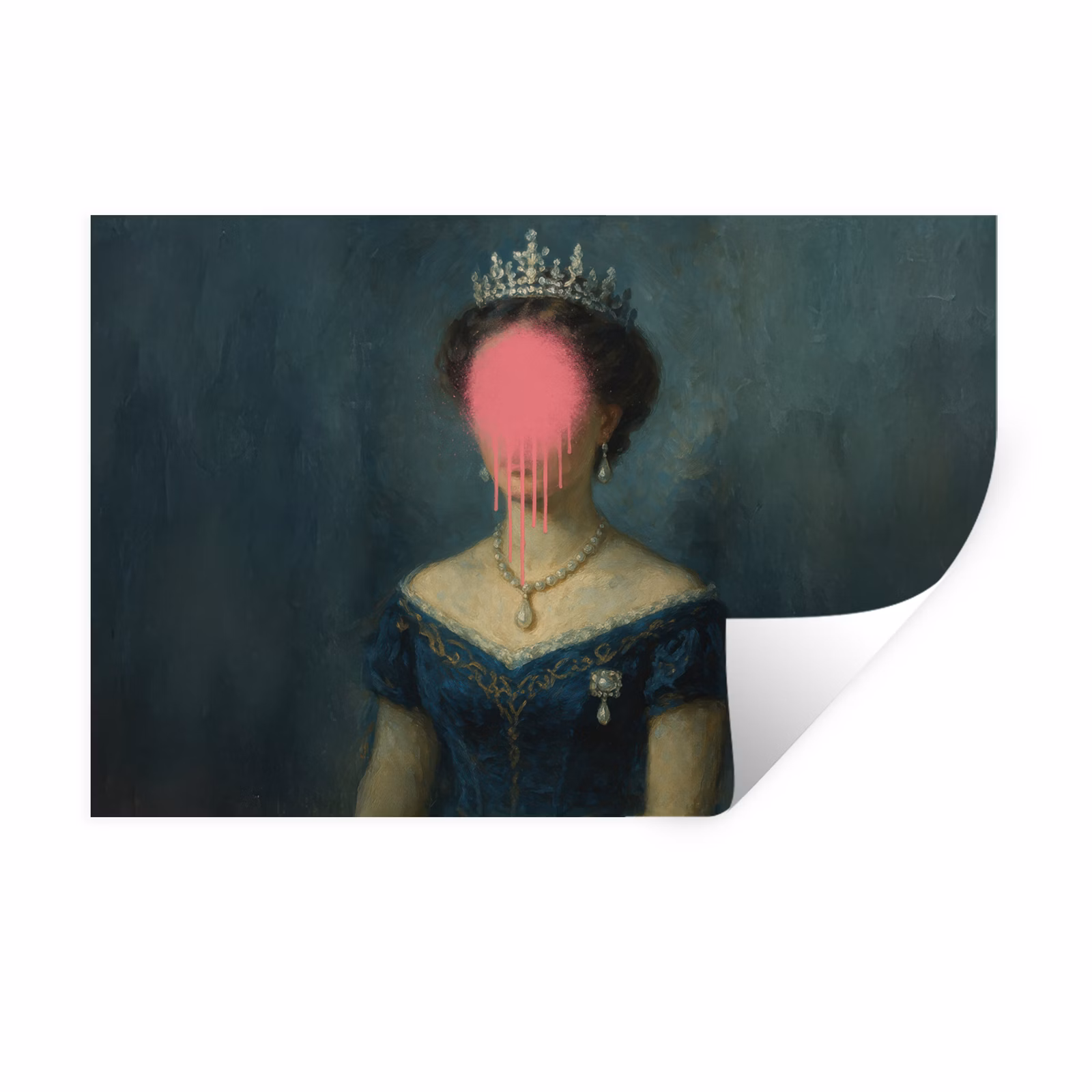 Muursticker - Kroon - Roze druipend verf - Portret — 1