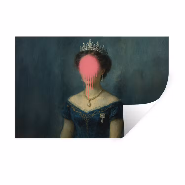 Muursticker - Kroon - Roze druipend verf - Portret — 1