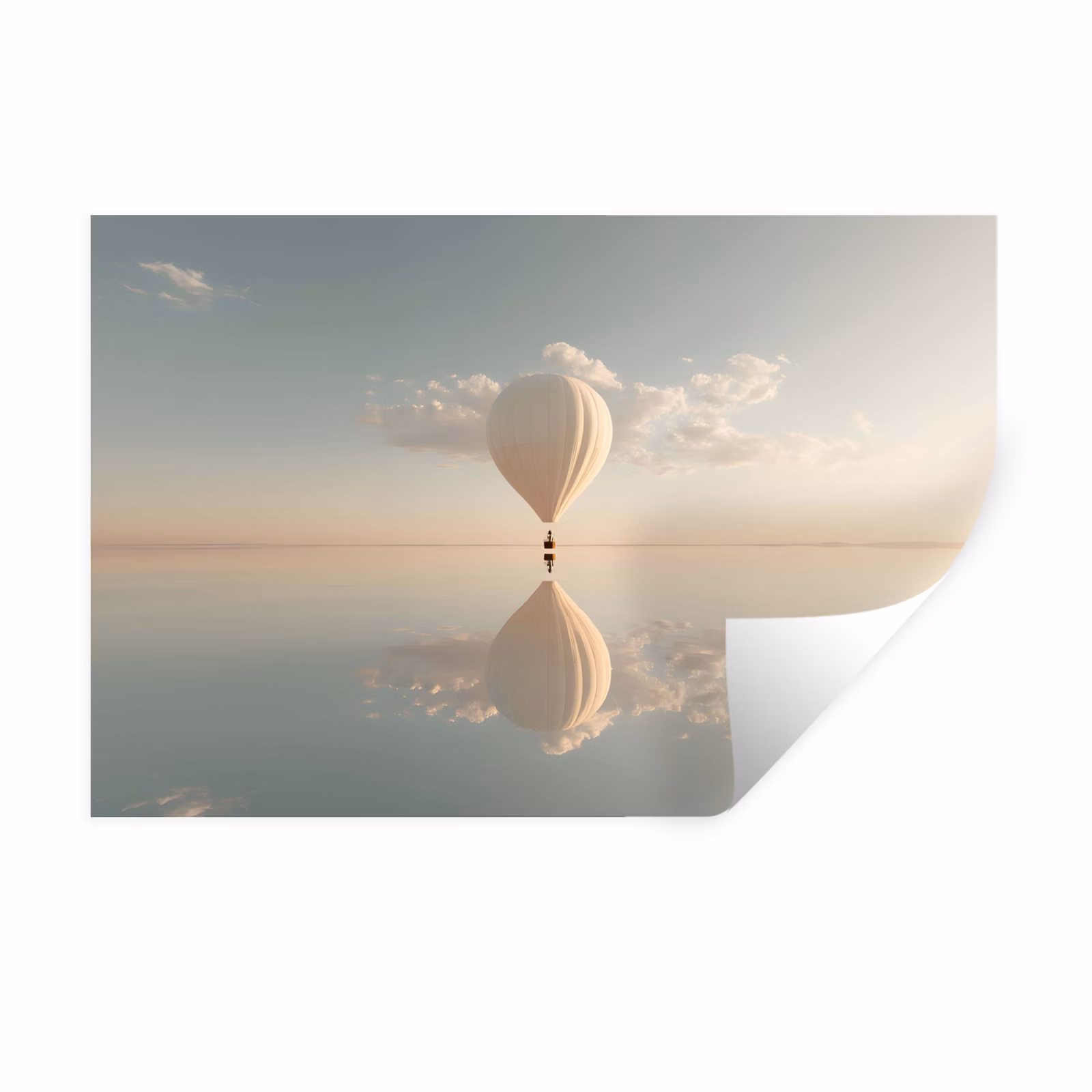Muursticker - Luchtballon - Wolken - Water - Blauw — 1