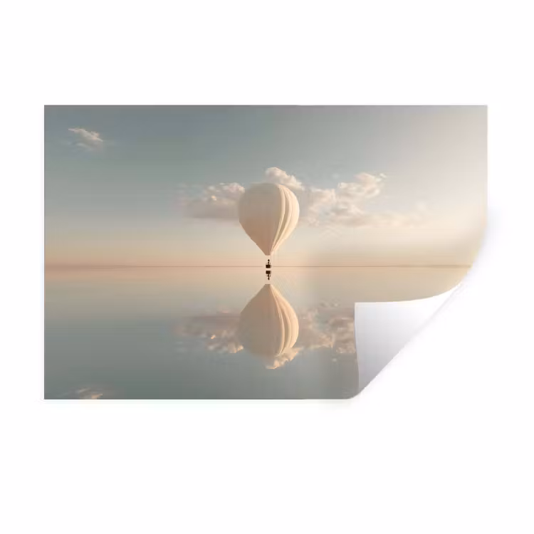 Muursticker - Luchtballon - Wolken - Water - Blauw — 1