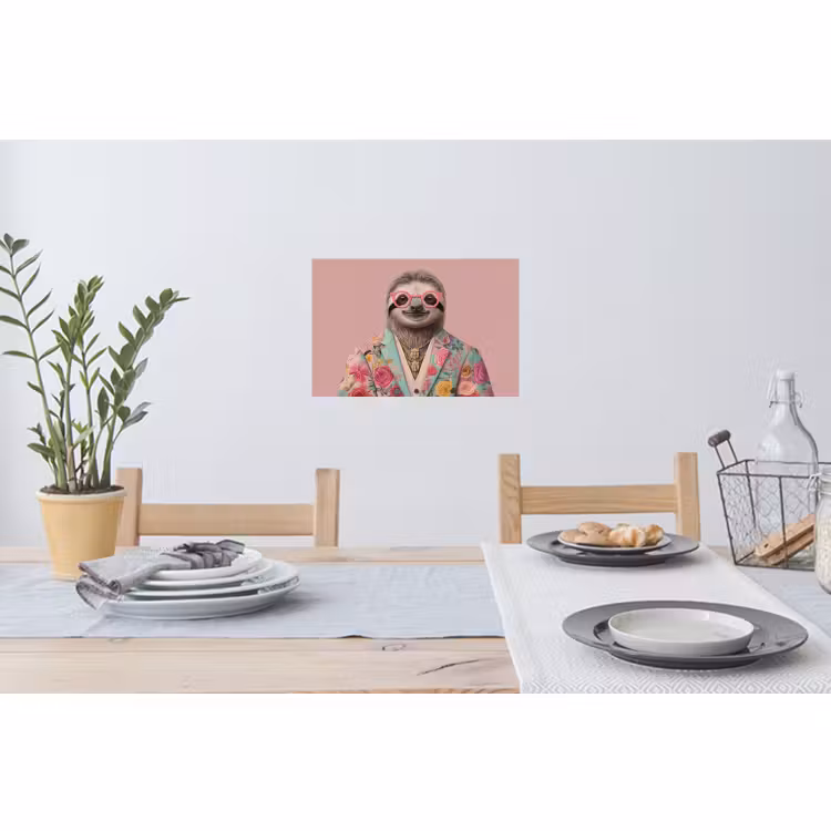 Muursticker - Luiaard - Bloemenprint - Bril - Roze — 3