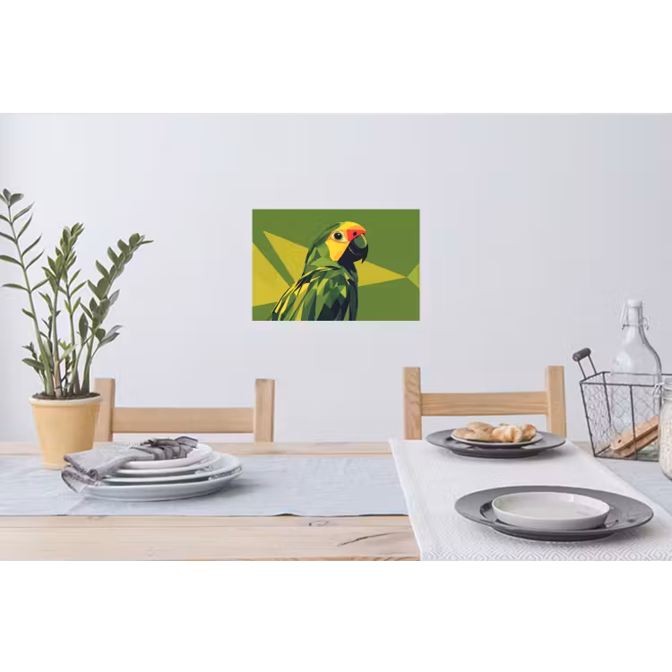 Muursticker - Papegaai - Groen - Snavel - Abstract — 3