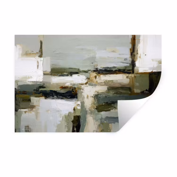 Muursticker - Penseelstreken - Groen - Abstract - Japandi — 1