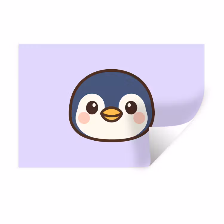 Muursticker - Pinguïn - Paars - Schattig — 1