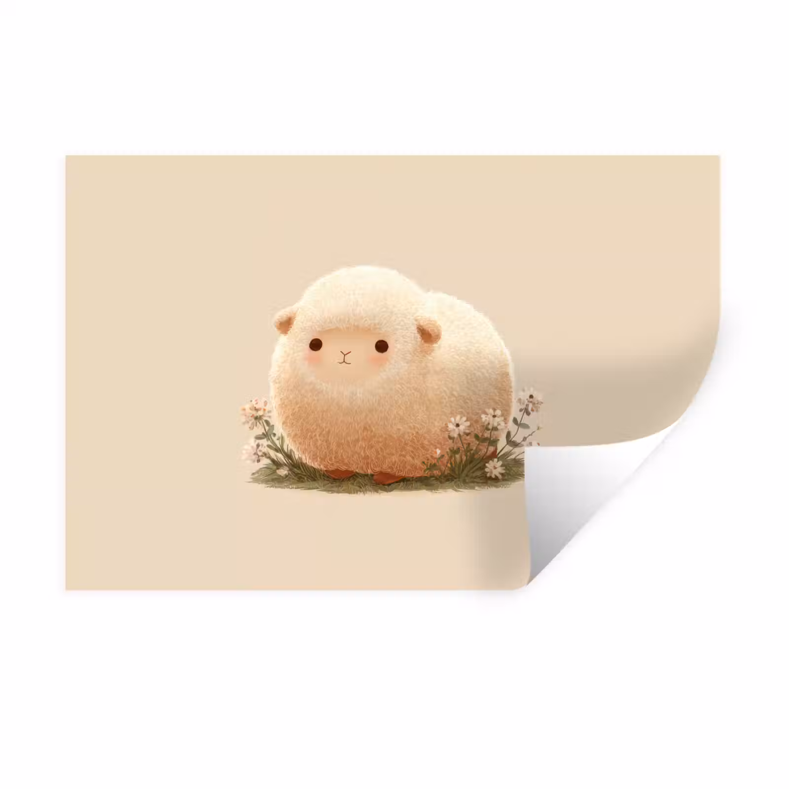 Muursticker - Schaap - Beige - Bloemen — 1