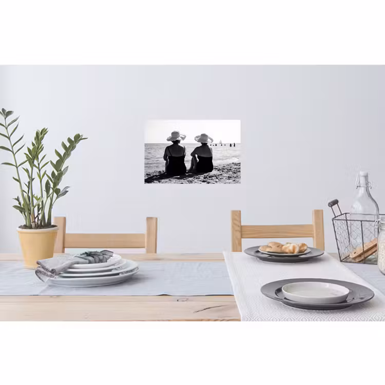 Muursticker - Vrouwen - Zonnehoed - Strand - Zwart - Wit — 3