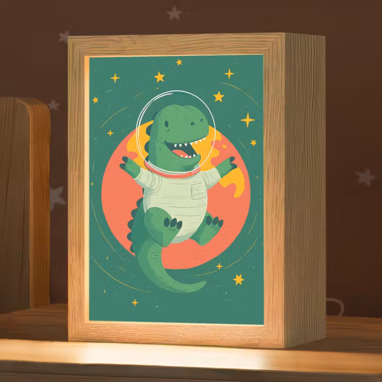 Nachtlampje - Dino - Groen - Planeet — 1