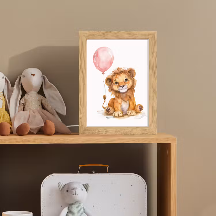 Nachtlampje - Leeuw - Baby dier - Dieren - Roze ballon — 3