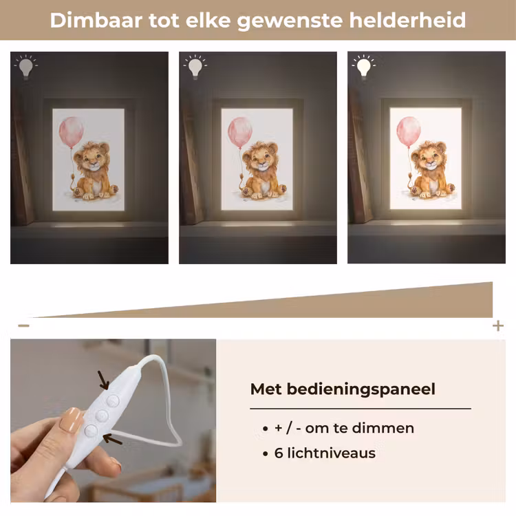 Nachtlampje - Leeuw - Baby dier - Dieren - Roze ballon — 6