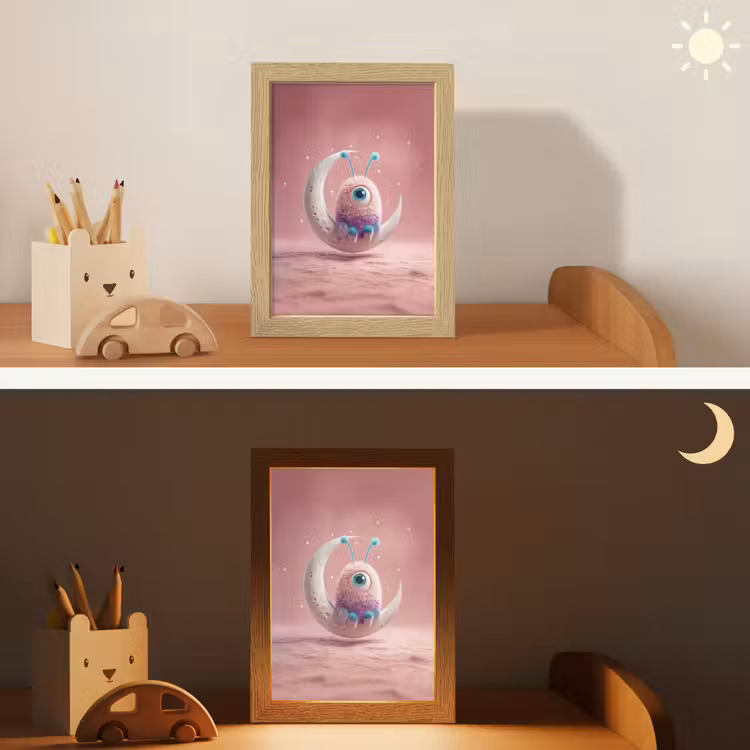 Nachtlampje - Maan - Monster - Roze — 5