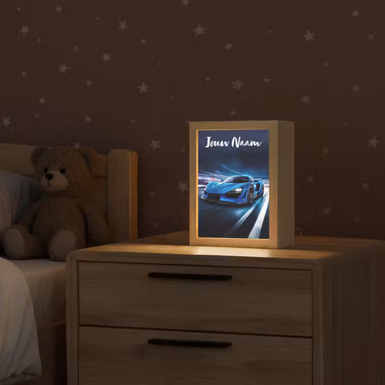 Nachtlampje met naam - Auto - Blauw - Jongens - Kind — 2
