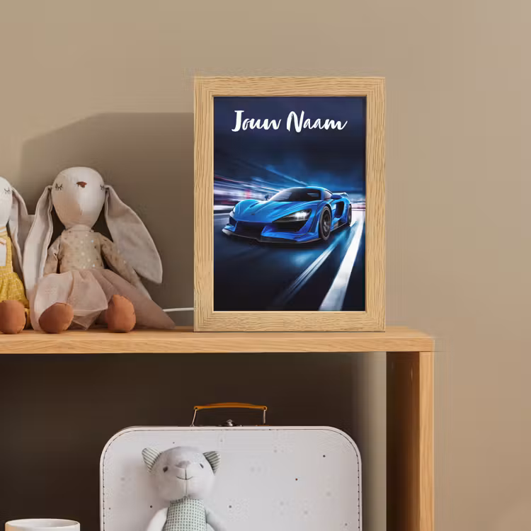 Nachtlampje met naam - Auto - Blauw - Jongens - Kind — 3