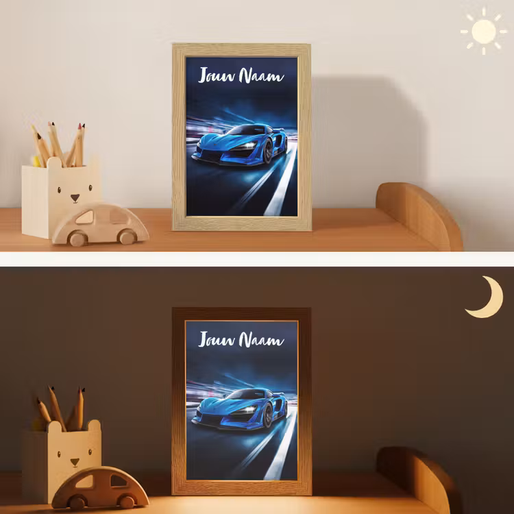 Nachtlampje met naam - Auto - Blauw - Jongens - Kind — 5