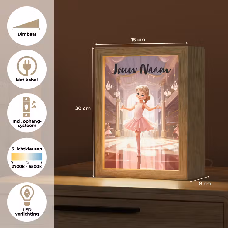 Nachtlampje met naam - Ballerina - Meisjes - Roze - Kinderen — 8
