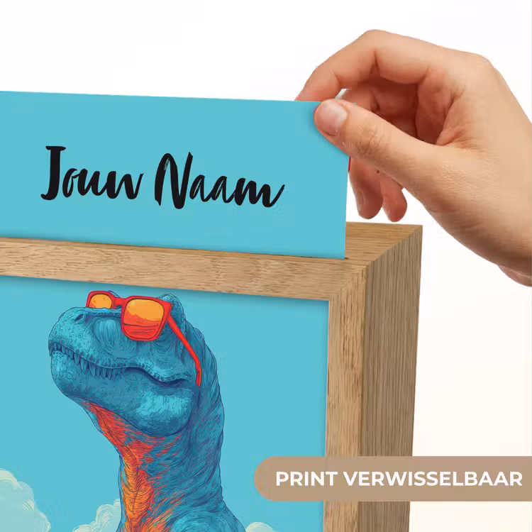Nachtlampje met naam - Dino - Blauw - Zonnebril - Wolken — 4