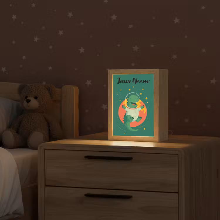 Nachtlampje met naam - Dino - Groen - Planeet — 2