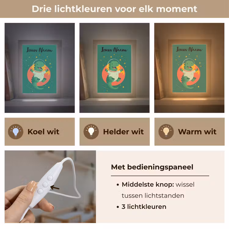 Nachtlampje met naam - Dino - Groen - Planeet — 7