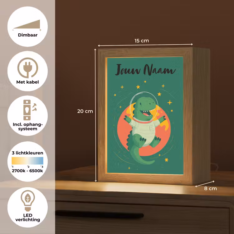 Nachtlampje met naam - Dino - Groen - Planeet — 8