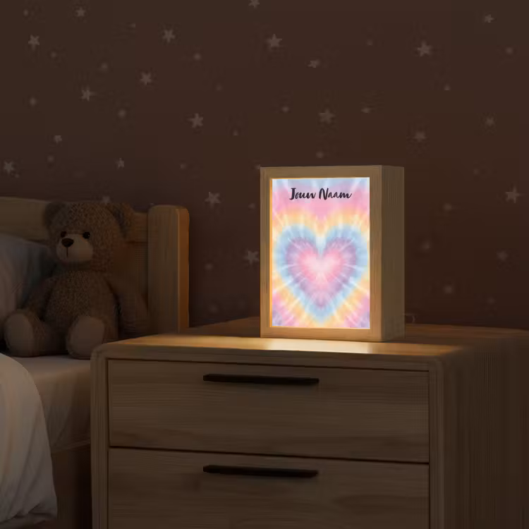 Nachtlampje met naam - Hartvorm - Tie Dye - Pastelkleuren — 2